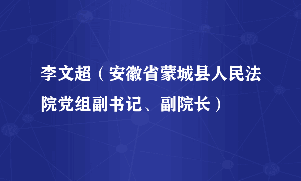 李文超（安徽省蒙城县人民法院党组副书记、副院长）