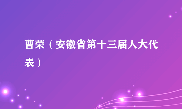 曹荣（安徽省第十三届人大代表）