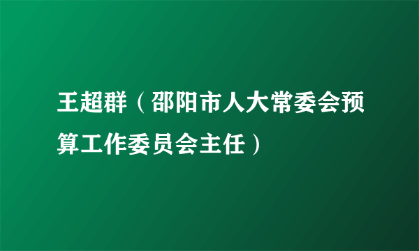 王超群（邵阳市人大常委会预算工作委员会主任）