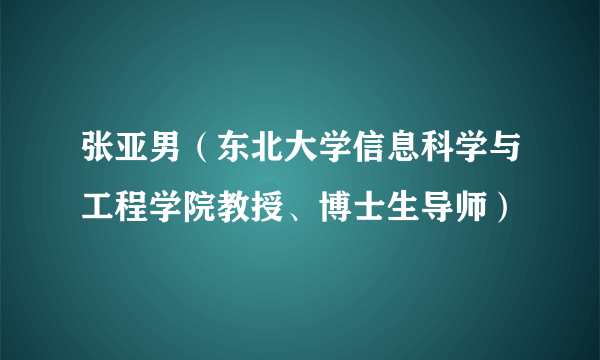 什么是张亚男（东北大学信息科学与工程学院教授、博士生导师）