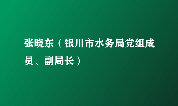 什么是张晓东（银川市水务局党组成员、副局长）