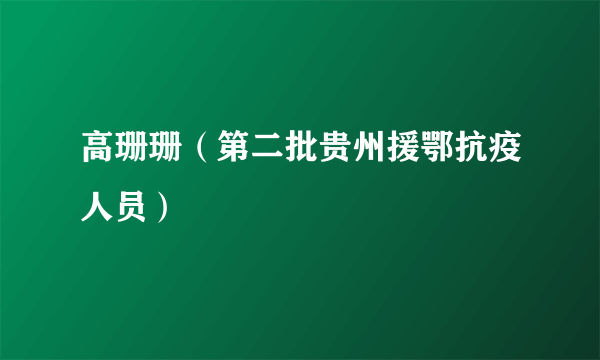 什么是高珊珊（第二批贵州援鄂抗疫人员）