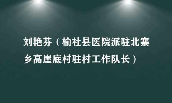 什么是刘艳芬（榆社县医院派驻北寨乡高崖底村驻村工作队长）