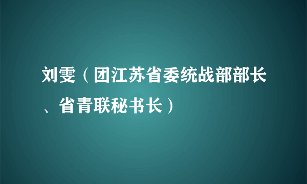 刘雯（团江苏省委统战部部长、省青联秘书长）