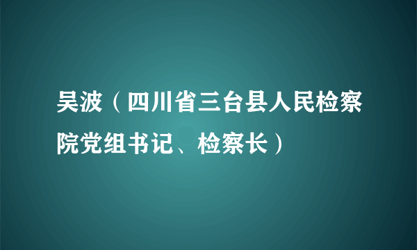 吴波（四川省三台县人民检察院党组书记、检察长）