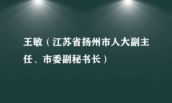 王敏（江苏省扬州市人大副主任、市委副秘书长）