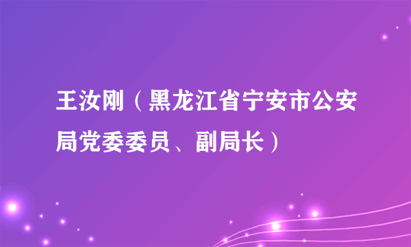 王汝刚（黑龙江省宁安市公安局党委委员、副局长）