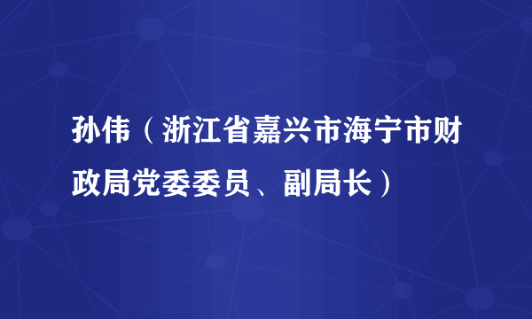 孙伟（浙江省嘉兴市海宁市财政局党委委员、副局长）