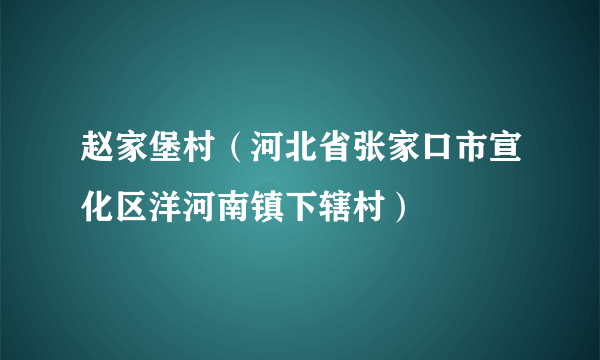 赵家堡村（河北省张家口市宣化区洋河南镇下辖村）