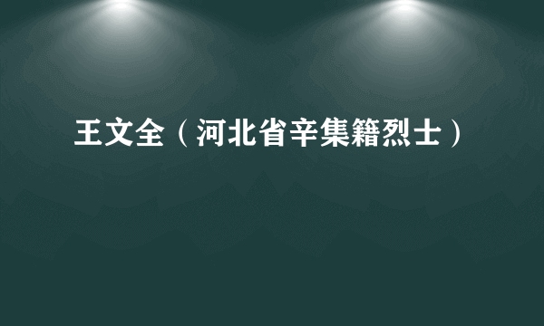 王文全（河北省辛集籍烈士）