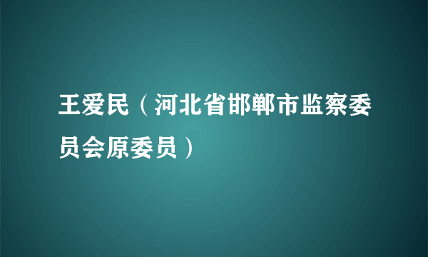 王爱民（河北省邯郸市监察委员会原委员）