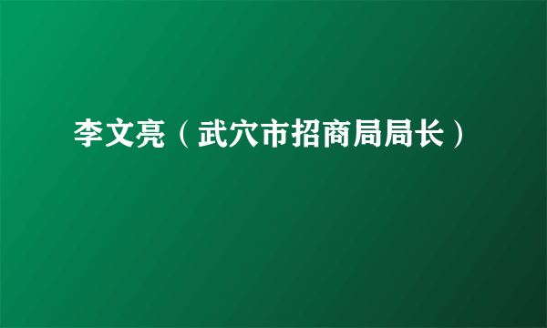 李文亮（武穴市招商局局长）