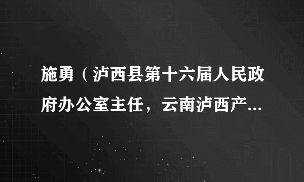 施勇（泸西县第十六届人民政府办公室主任，云南泸西产业园区管委会副主任）