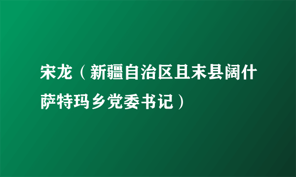 宋龙（新疆自治区且末县阔什萨特玛乡党委书记）