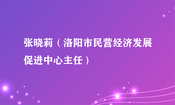 张晓莉（洛阳市民营经济发展促进中心主任）