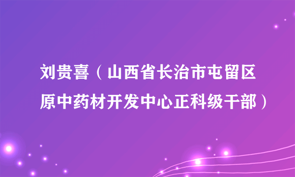 什么是刘贵喜（山西省长治市屯留区原中药材开发中心正科级干部）