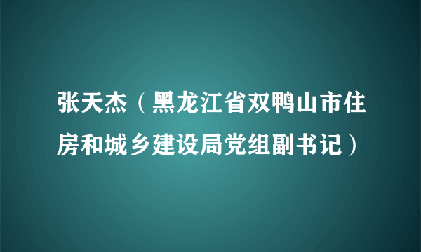 张天杰（黑龙江省双鸭山市住房和城乡建设局党组副书记）