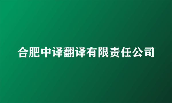 合肥中译翻译有限责任公司