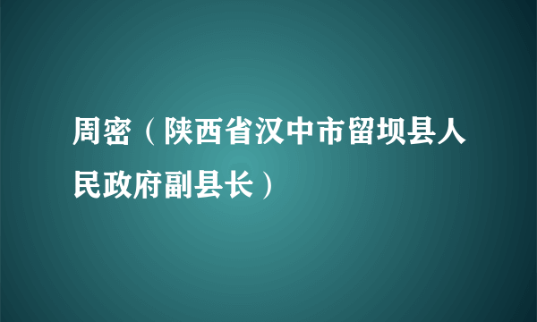 周密（陕西省汉中市留坝县人民政府副县长）