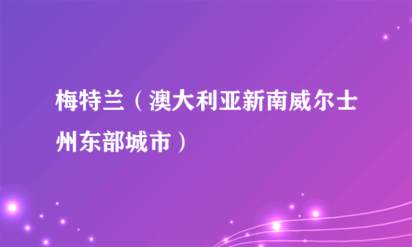 梅特兰（澳大利亚新南威尔士州东部城市）