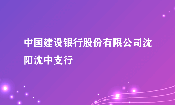 中国建设银行股份有限公司沈阳沈中支行