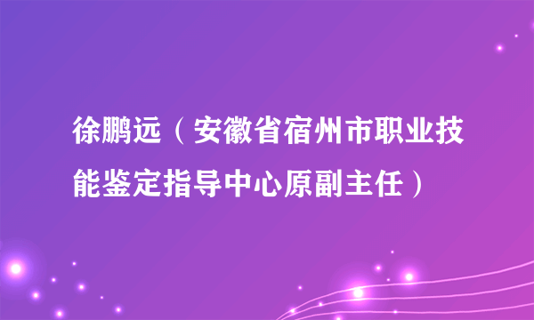 徐鹏远（安徽省宿州市职业技能鉴定指导中心原副主任）