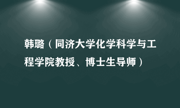 韩璐（同济大学化学科学与工程学院教授、博士生导师）