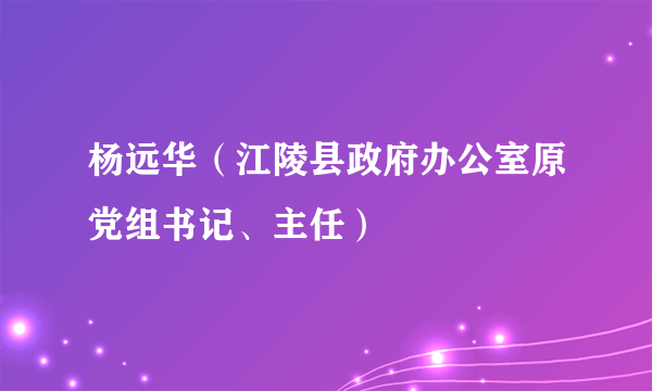 杨远华（江陵县政府办公室原党组书记、主任）