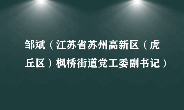 邹斌（江苏省苏州高新区（虎丘区）枫桥街道党工委副书记）