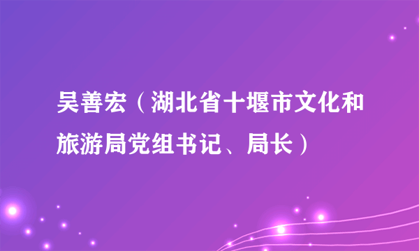 吴善宏（湖北省十堰市文化和旅游局党组书记、局长）