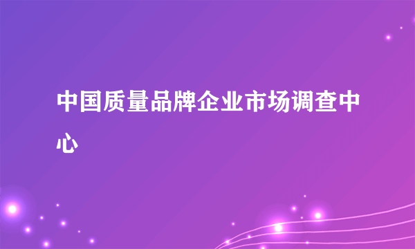 中国质量品牌企业市场调查中心