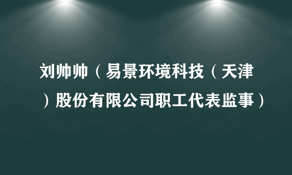 刘帅帅（易景环境科技（天津）股份有限公司职工代表监事）