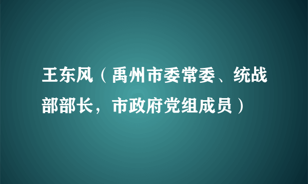 什么是王东风（禹州市委常委、统战部部长，市政府党组成员）