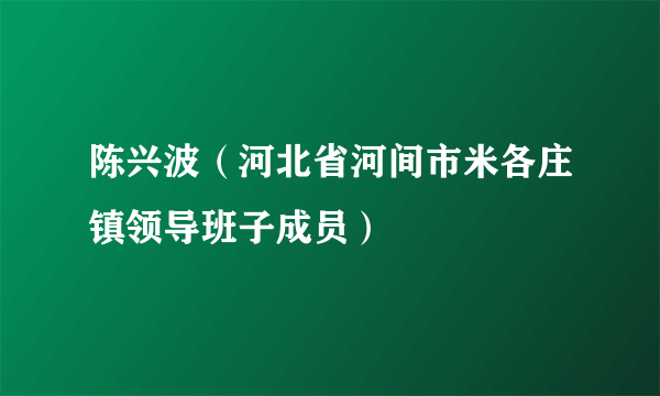 什么是陈兴波（河北省河间市米各庄镇领导班子成员）