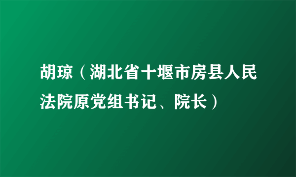 胡琼（湖北省十堰市房县人民法院原党组书记、院长）