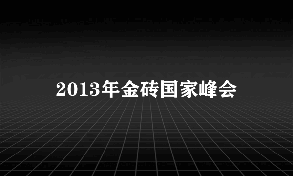 什么是2013年金砖国家峰会