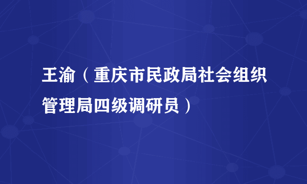 什么是王渝（重庆市民政局社会组织管理局四级调研员）