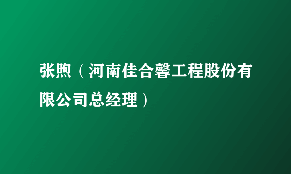 张煦（河南佳合馨工程股份有限公司总经理）