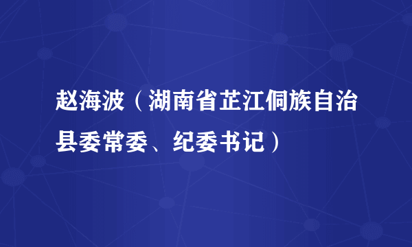 赵海波（湖南省芷江侗族自治县委常委、纪委书记）