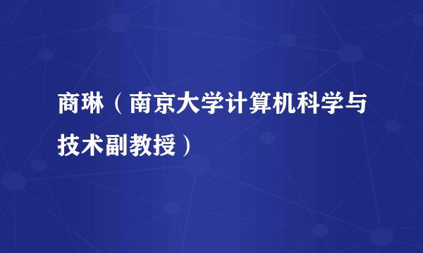 什么是商琳（南京大学计算机科学与技术副教授）