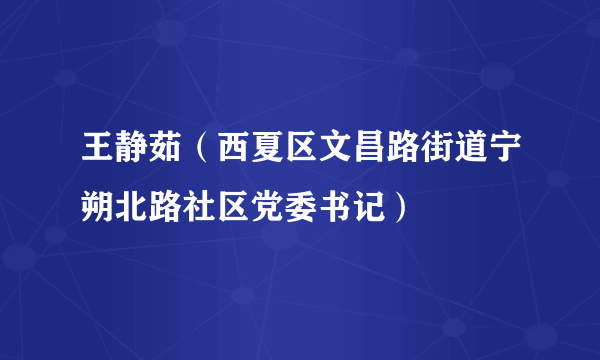 什么是王静茹（西夏区文昌路街道宁朔北路社区党委书记）