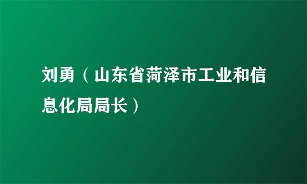 什么是刘勇（山东省菏泽市工业和信息化局局长）