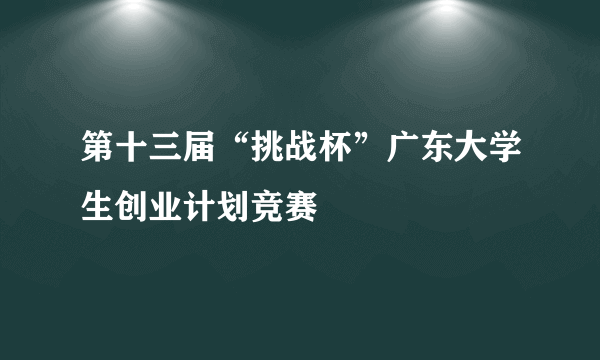 第十三届“挑战杯”广东大学生创业计划竞赛