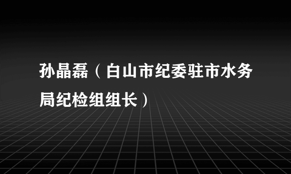 孙晶磊（白山市纪委驻市水务局纪检组组长）