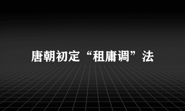 唐朝初定“租庸调”法