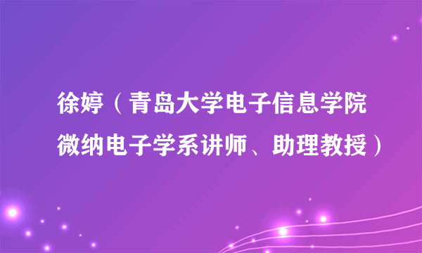 徐婷（青岛大学电子信息学院微纳电子学系讲师、助理教授）