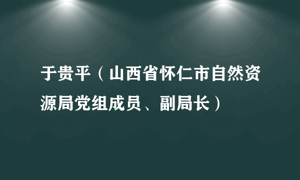 于贵平（山西省怀仁市自然资源局党组成员、副局长）