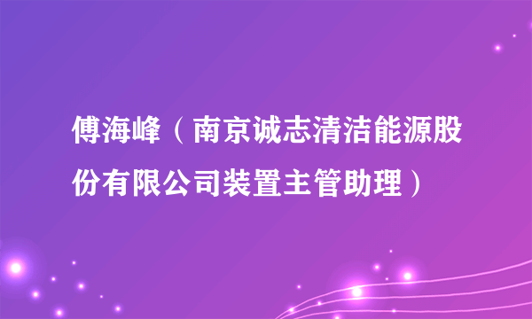 什么是傅海峰（南京诚志清洁能源股份有限公司装置主管助理）