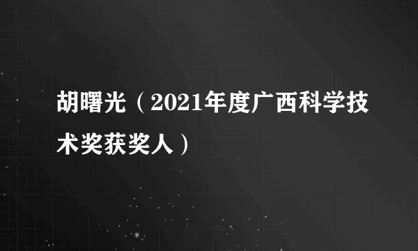 胡曙光（2021年度广西科学技术奖获奖人）