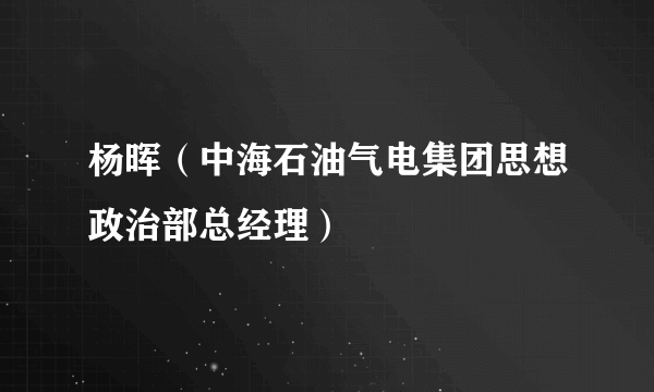 杨晖（中海石油气电集团思想政治部总经理）